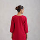 SEHER Cherry Red Short Rayon Kurta