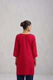SEHER Cherry Red Short Rayon Kurta