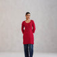 SEHER Cherry Red Short Rayon Kurta