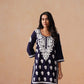 Sama Navy Blue Short Rayon Kurta