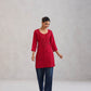 SEHER Cherry Red Short Rayon Kurta