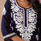 Sama Navy Blue Short Rayon Kurta