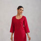 SEHER Cherry Red Short Rayon Kurta