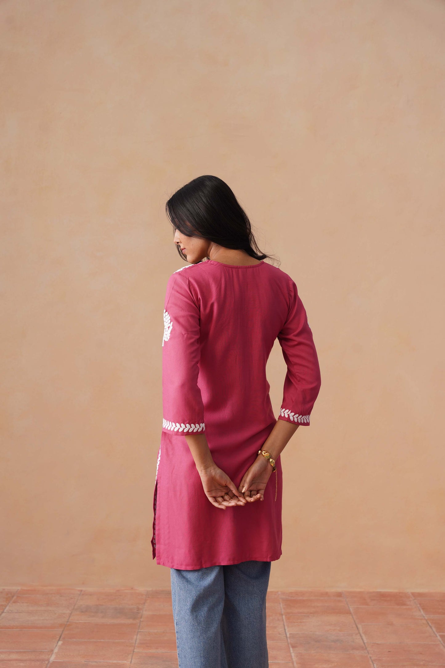 Sama Rose pink Short Rayon Kurta