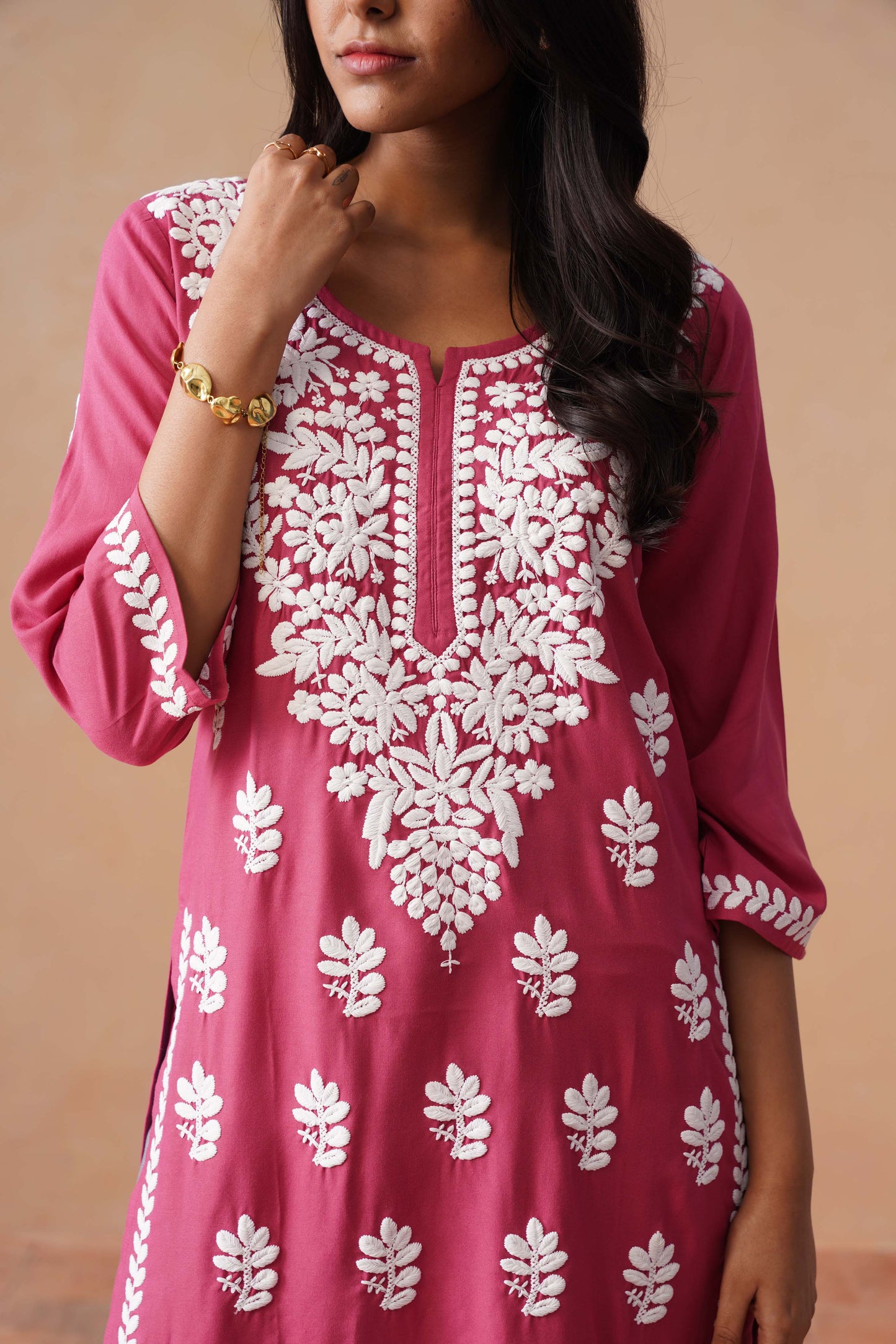 Sama Rose pink Short Rayon Kurta