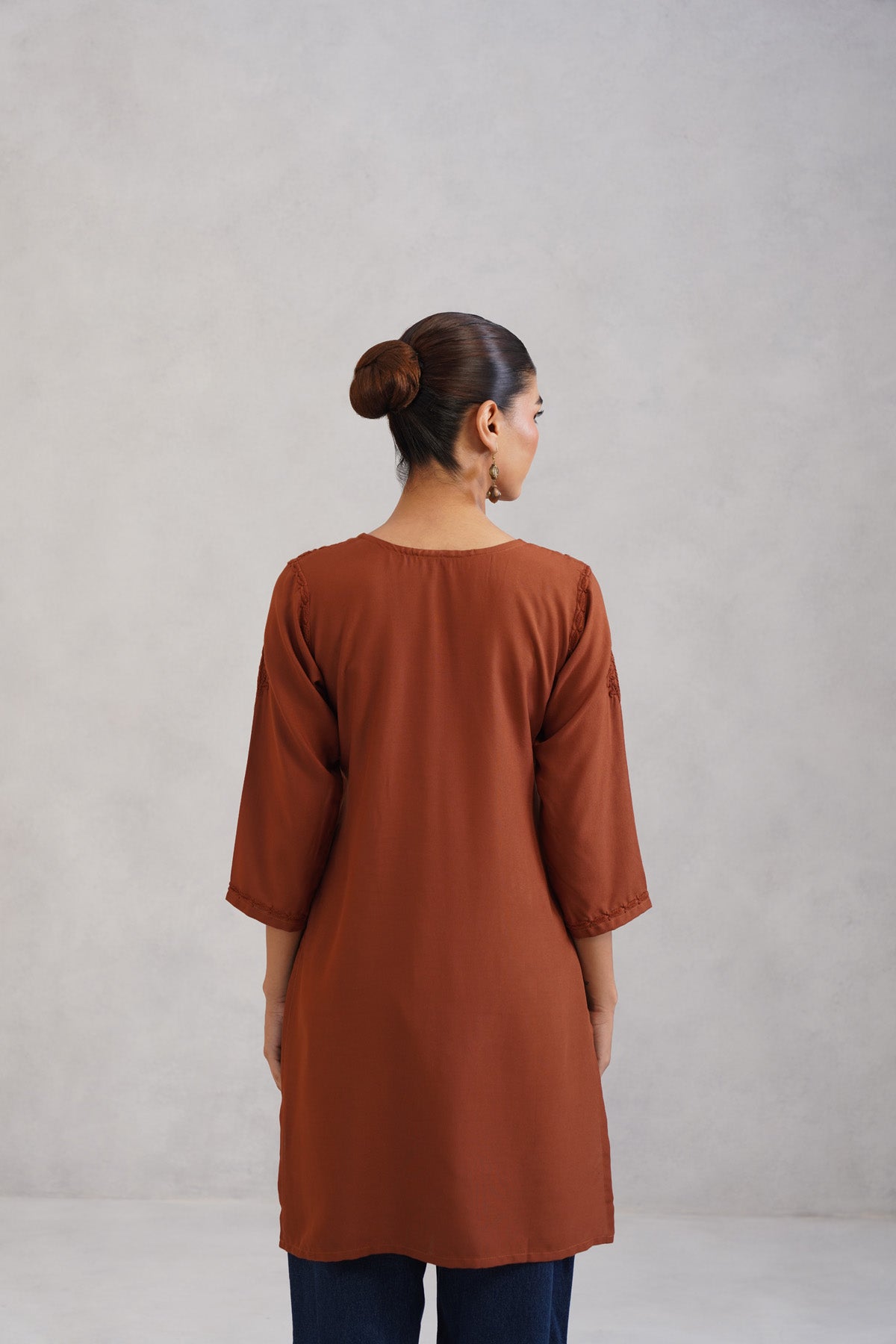 Kayra Coffee Brown Embroidered Straight Kurta