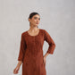 Kayra Coffee Brown Embroidered Straight Kurta