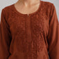 Kayra Coffee Brown Embroidered Straight Kurta