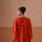 Ruby Rust Floral Embroidered Kaftan Top with V-Neck