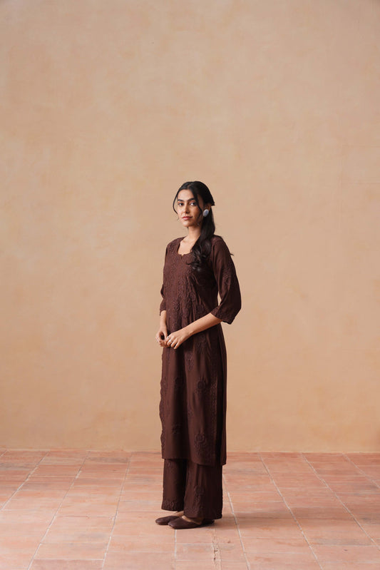 Nayan Brown 2 piece Rayon kurta set