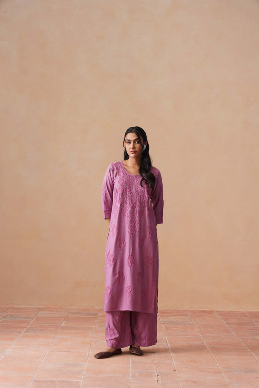 Nayan dusty purple 2 piece Rayon kurta set