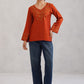 Nuresa Orange Floral Embroidered Top