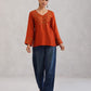 Nuresa Orange Floral Embroidered Top