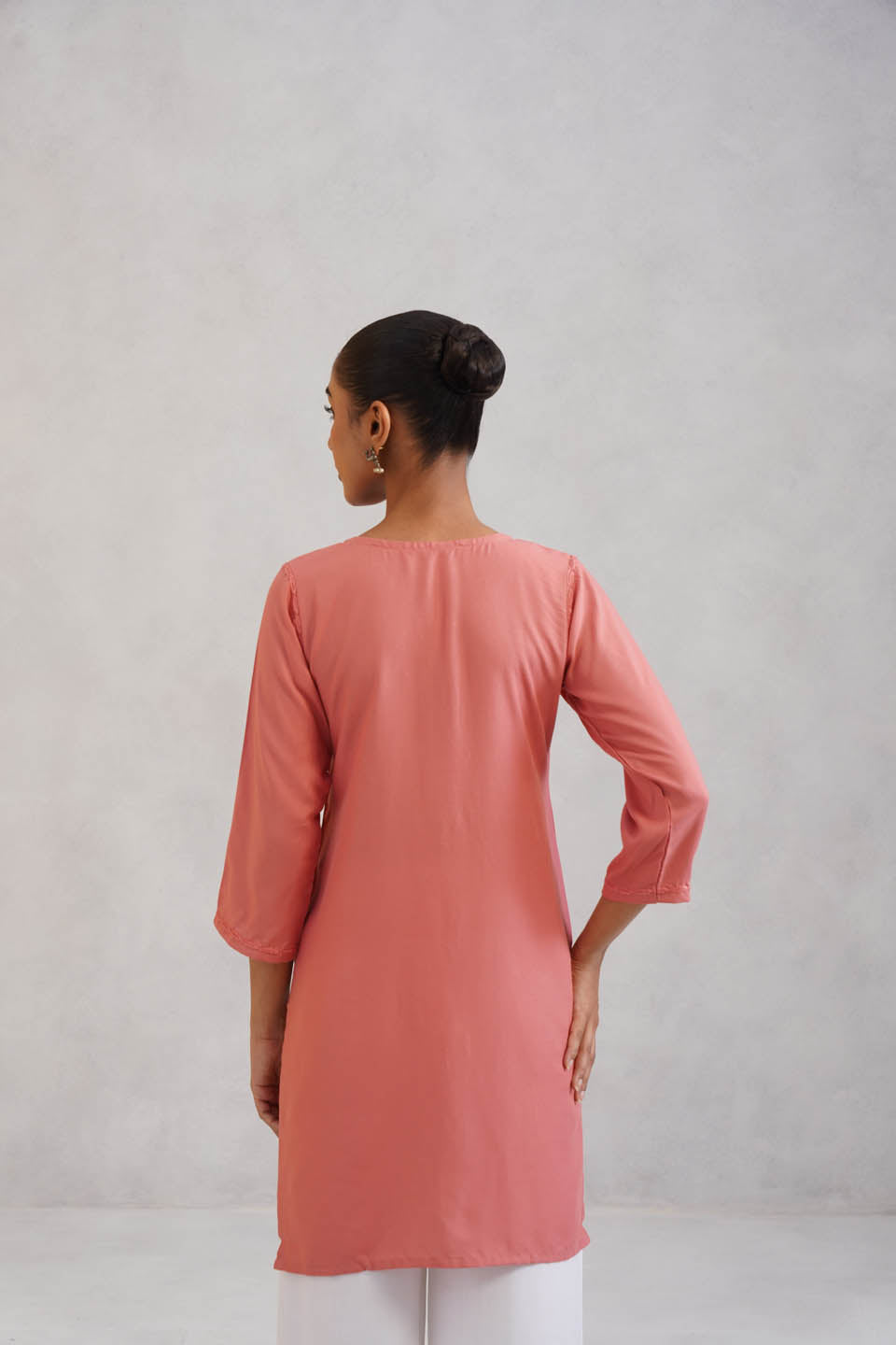 SEHER Peach Ombre Short Rayon Kurta