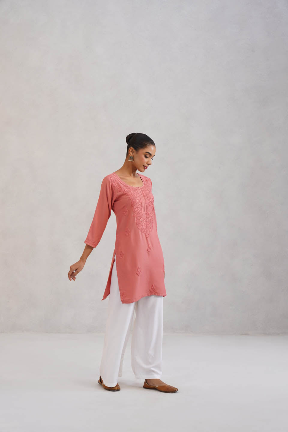 SEHER Peach Ombre Short Rayon Kurta