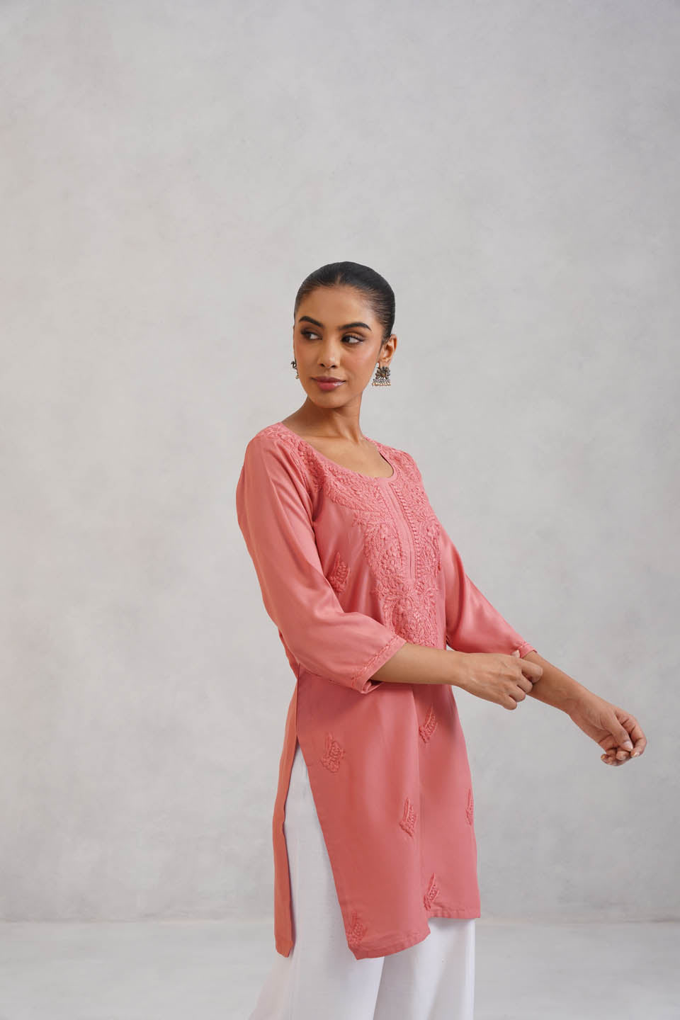 SEHER Peach Ombre Short Rayon Kurta