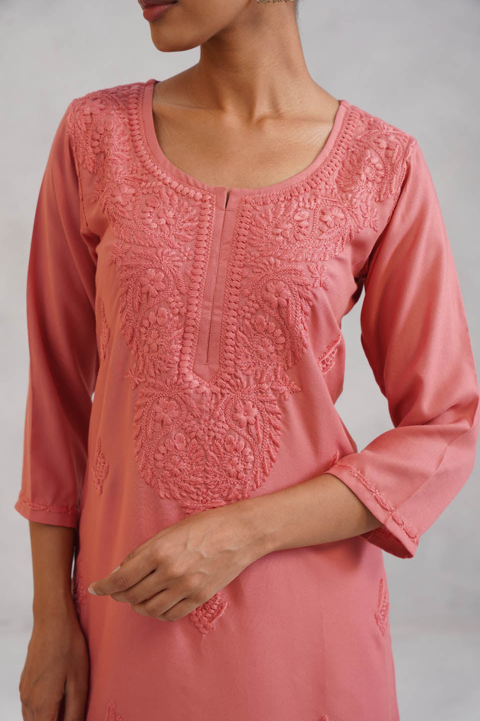 SEHER Peach Ombre Short Rayon Kurta