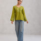 Nuresa Lime Green Floral Embroidered Top
