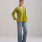 Nuresa Lime Green Floral Embroidered Top