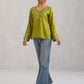 Nuresa Lime Green Floral Embroidered Top