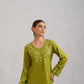 Nuresa Lime Green Floral Embroidered Top