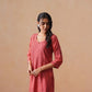 Nayan coral pink 2 piece Rayon kurta set
