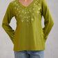 Nuresa Lime Green Floral Embroidered Top