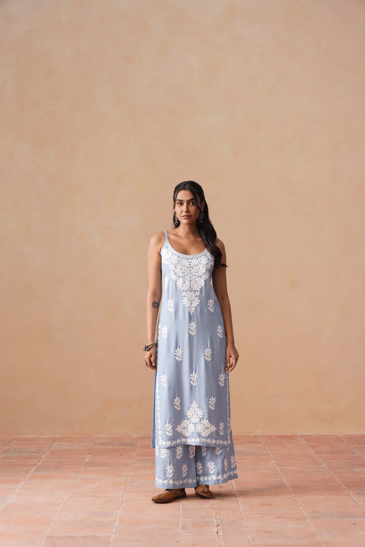 Tanera Powder blue Noodle Strap 2 Piece Kurta set