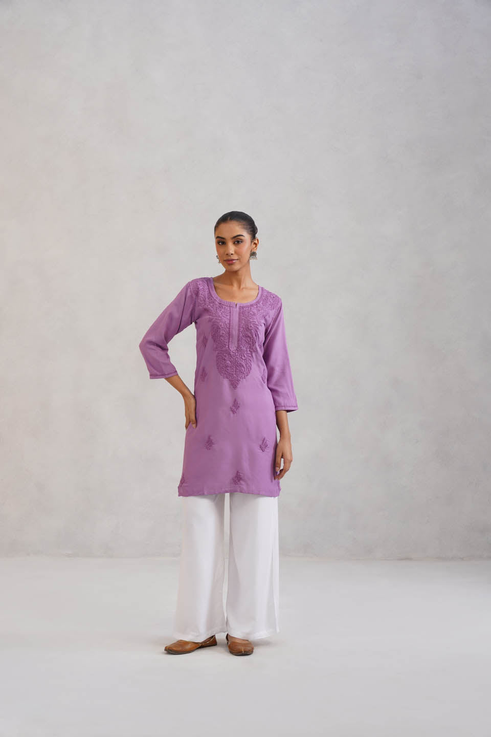 SEHER Lavender Short Rayon Kurta