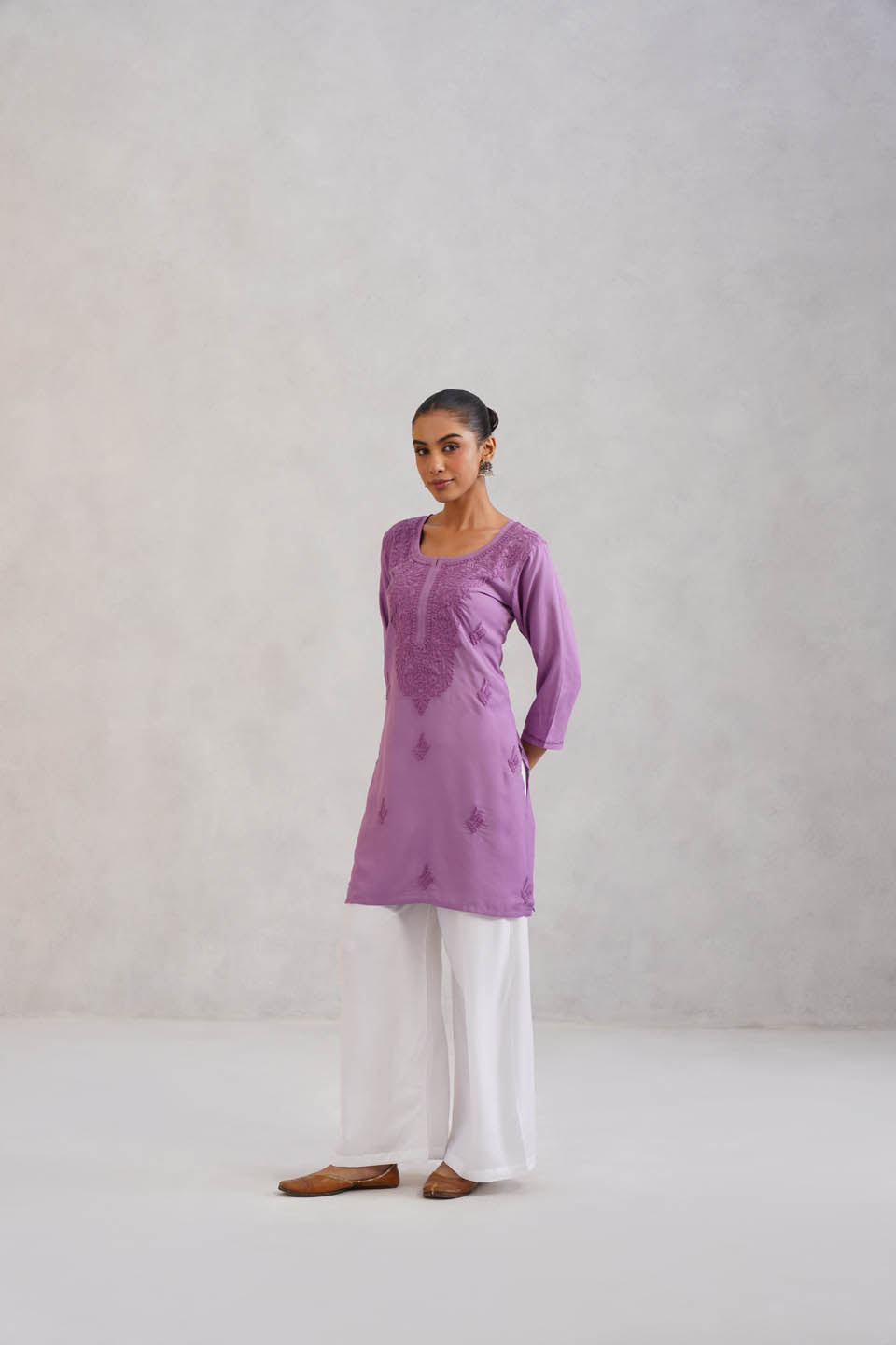 SEHER Lavender Short Rayon Kurta