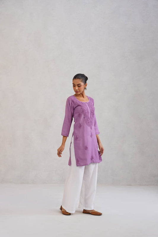SEHER Lavender Short Rayon Kurta