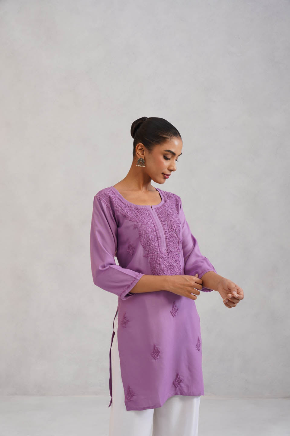 SEHER Lavender Short Rayon Kurta
