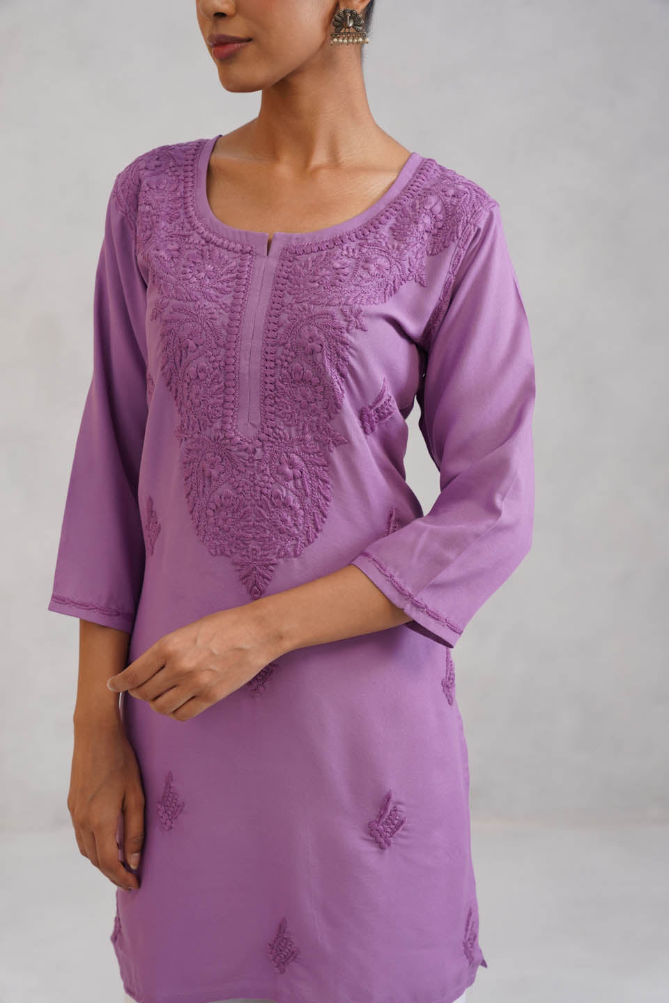 SEHER Lavender Short Rayon Kurta