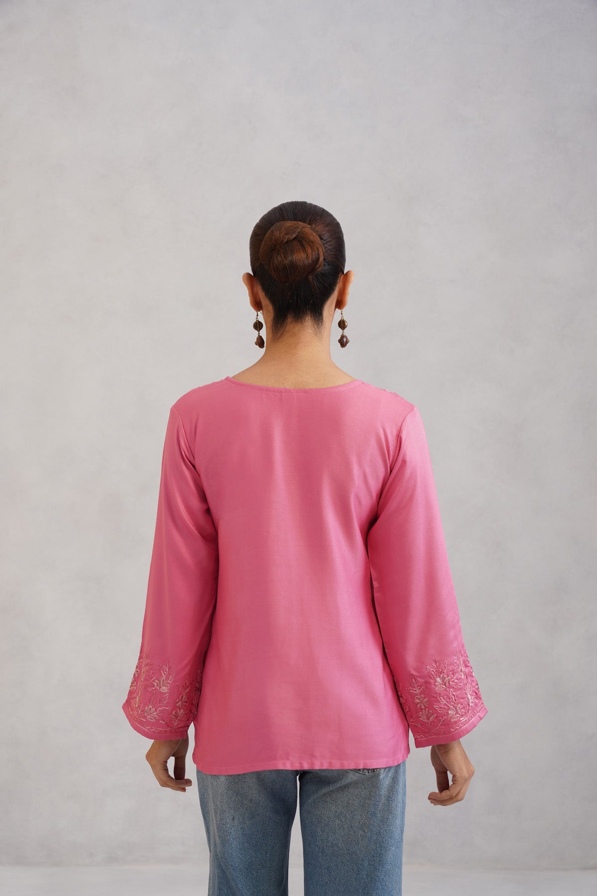 Nuresa Rose Pink Embroidered Top