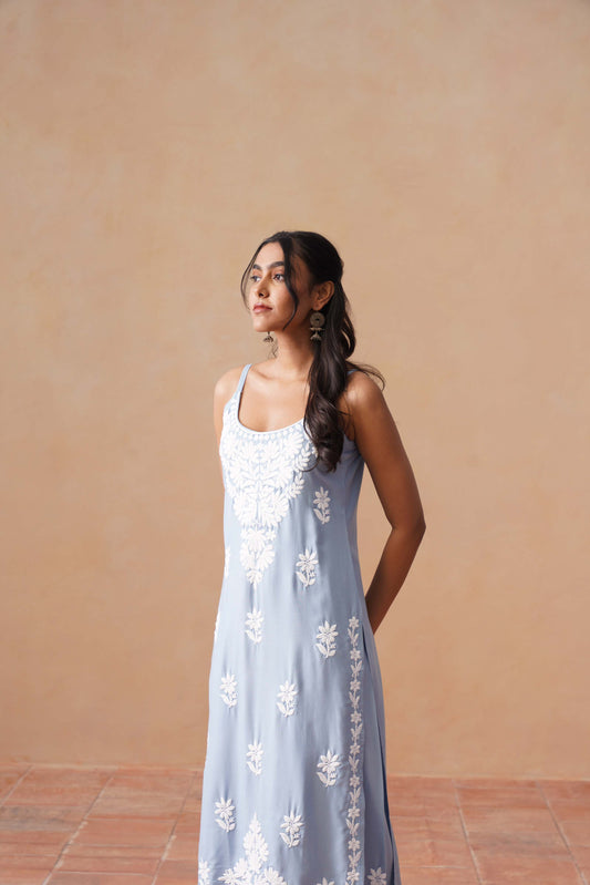 Tanera Powder blue Noodle Strap 2 Piece Kurta set