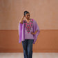 Ruby Lavender Floral Embroidered Kaftan Top with V-Neck