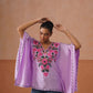 Ruby Lavender Floral Embroidered Kaftan Top with V-Neck
