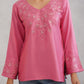 Nuresa Rose Pink Embroidered Top
