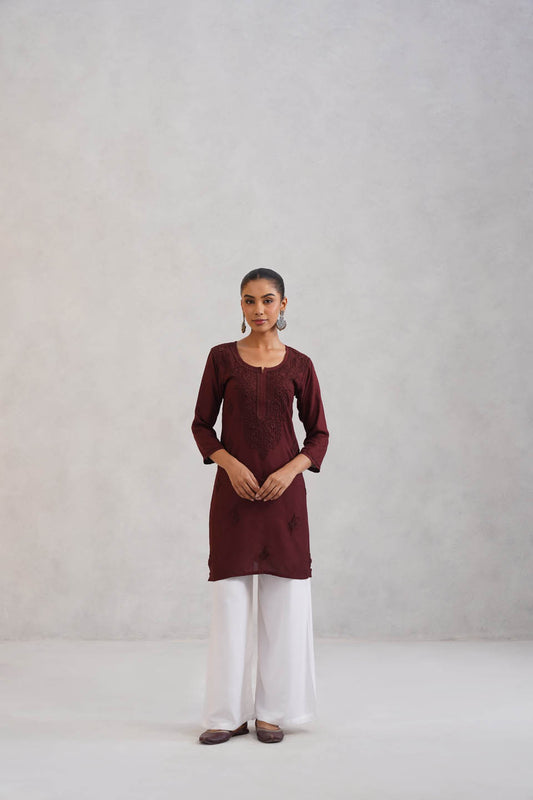 SEHER BROWN OMBRE SHORT RAYON KURTA