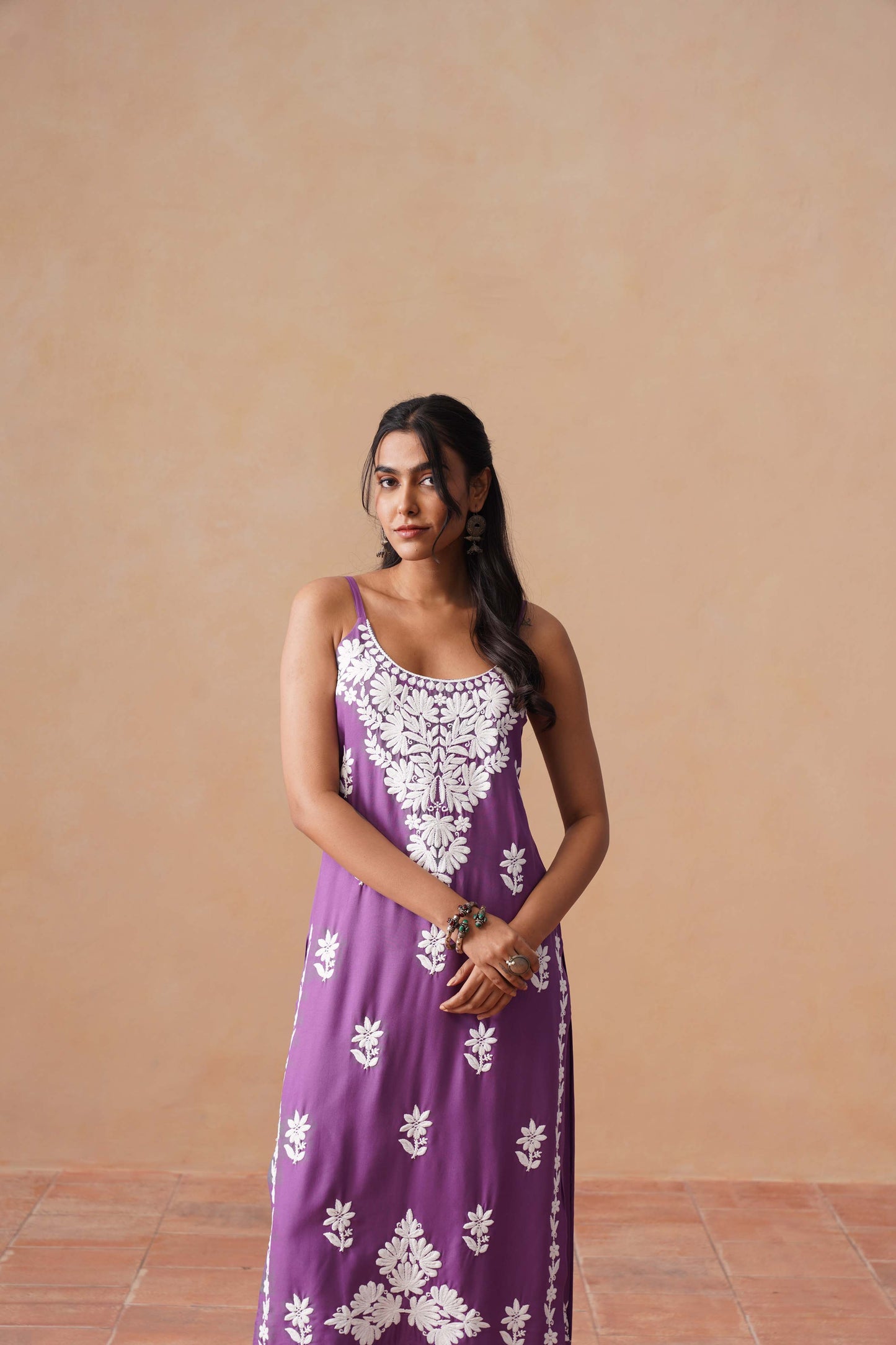 Tanera Dusty Purple Noodle Strap 2 Piece Kurta set