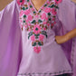 Ruby Lavender Floral Embroidered Kaftan Top with V-Neck