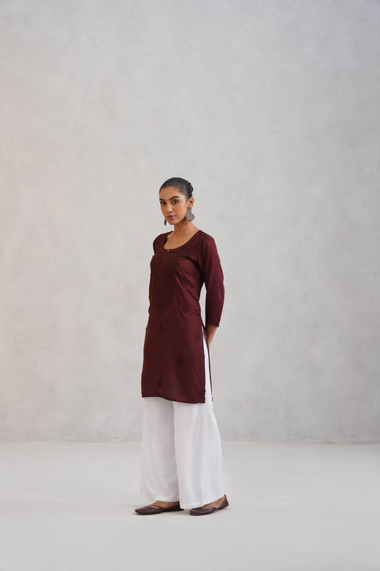 SEHER BROWN OMBRE SHORT RAYON KURTA