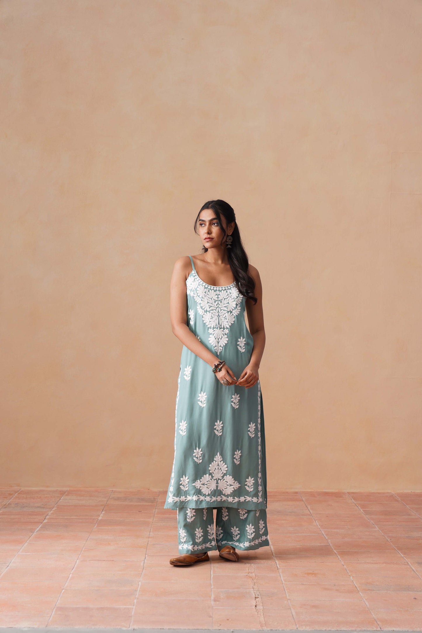 Tanera Mint green Noodle Strap 2 Piece Kurta set