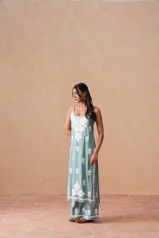 Tanera Mint green Noodle Strap 2 Piece Kurta set