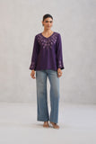 Nuresa Purple Floral Embroidered Top