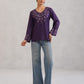 Nuresa Purple Floral Embroidered Top
