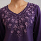 Nuresa Purple Floral Embroidered Top