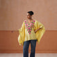 Ruby Yellow Floral Embroidered Kaftan Top with V-Neck
