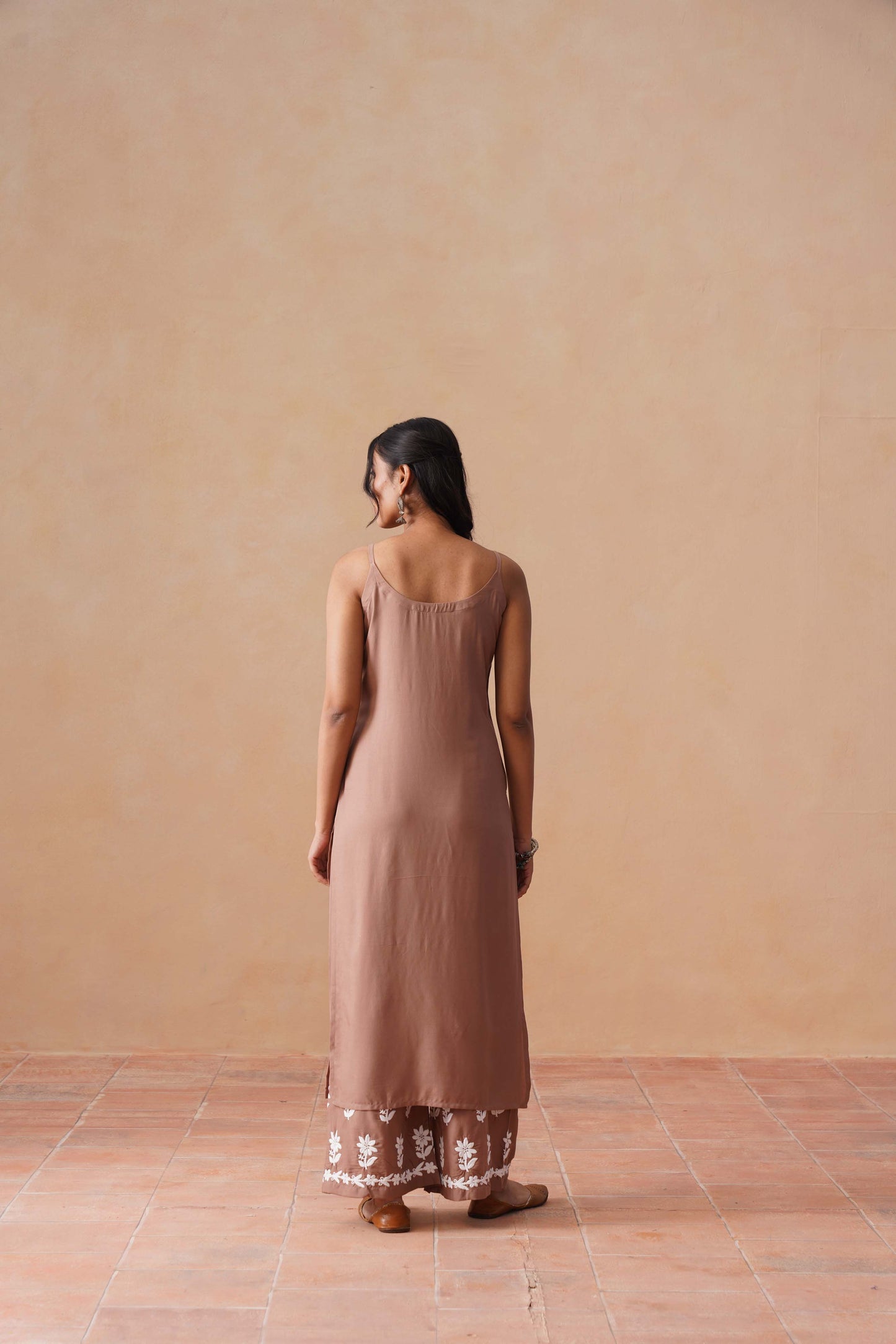 Tanera Dusty Rose Noodle Strap 2 Piece Kurta set