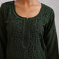Kayra Dark Green Embroidered Straight Kurta